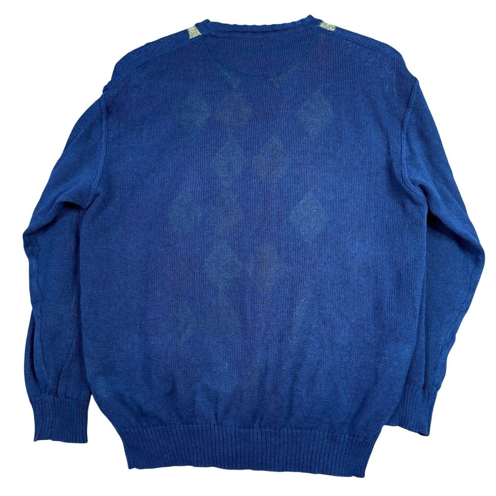 Portobellos Mens Navy Blue Wool Argyle Knit Sweater Size 52
