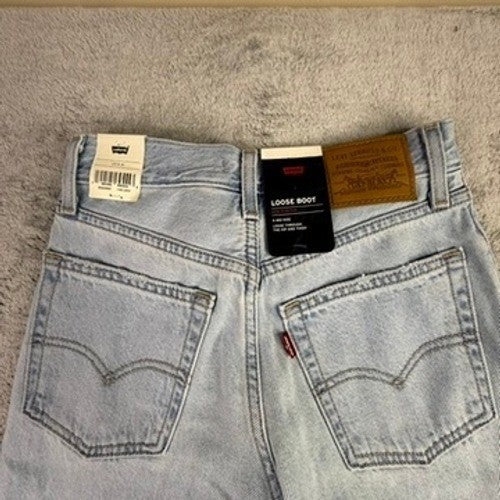 Levis Premium Loose Boot Distressed Jeans Light Wash Women 23x31 High Rise NEW