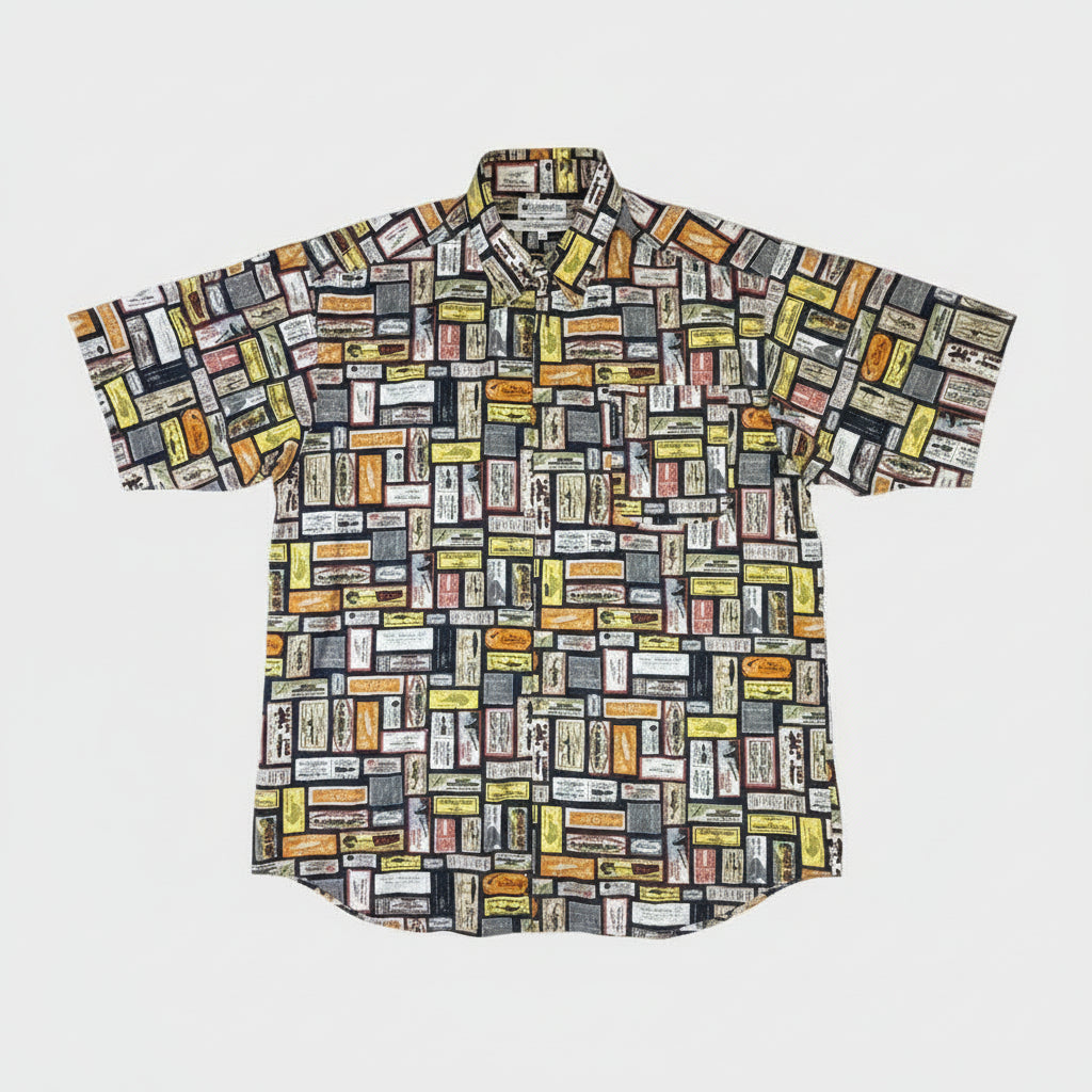 Columbia Sportswear Mens XLT Fishing Bait Lure Print Short Sleeve Button Up