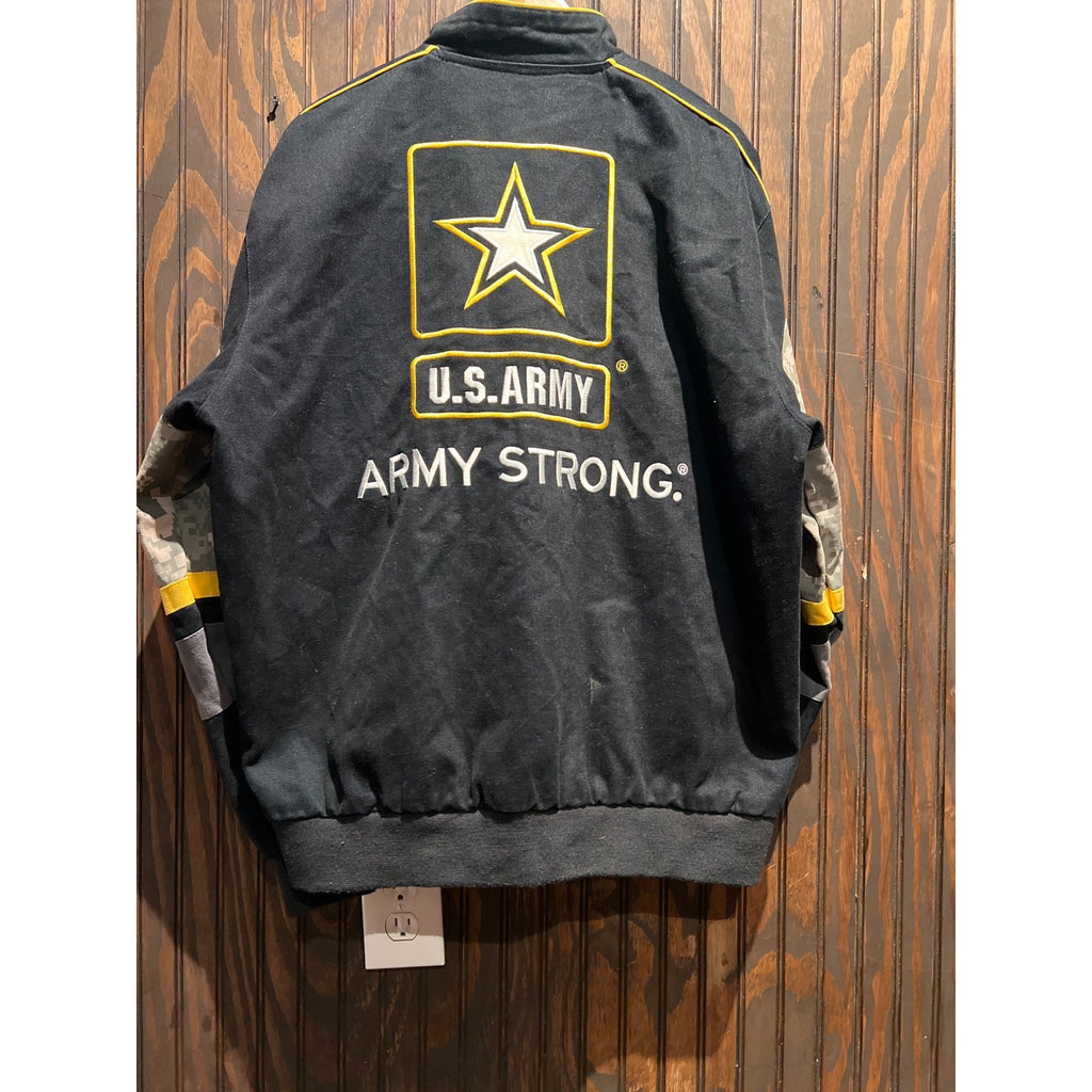 US Army Strong Bomber Jacket Black Digital Camo Varsity Military Canvas XL