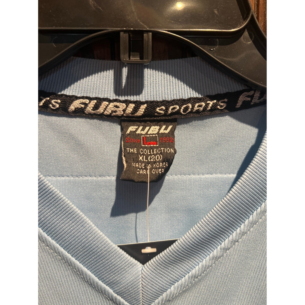 Vintage FUBU Sports Football Jersey Light Blue Navy 05 Mesh Streetwear Mens L