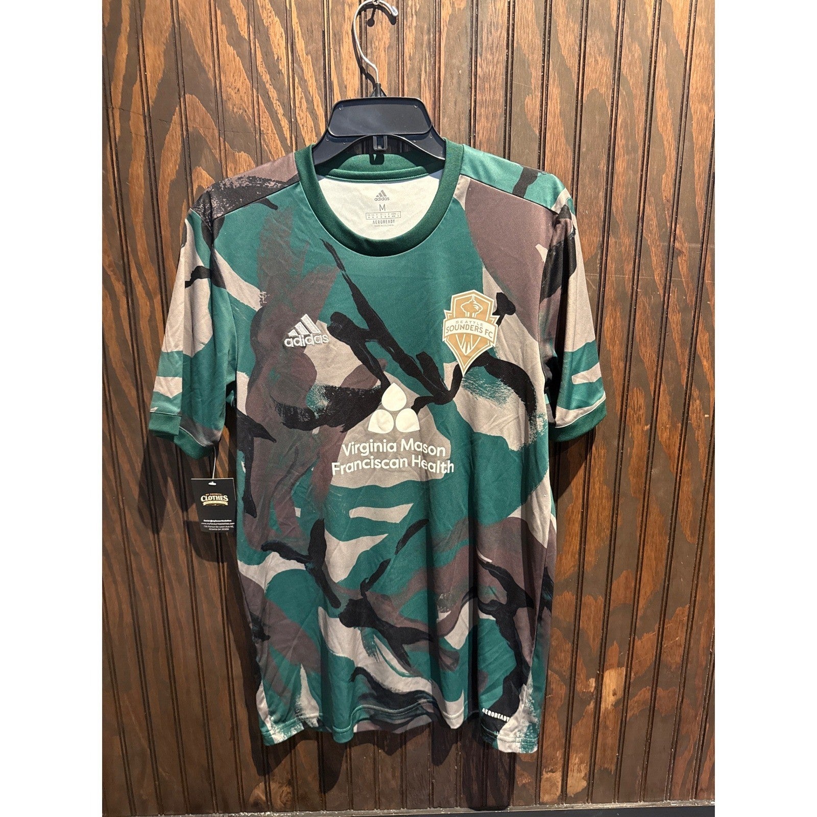 Adidas Seattle Sounders FC Camo Jersey Mens Medium Green Brown MLS Soccer Shirt