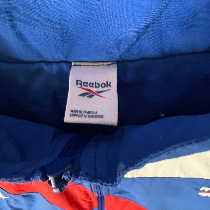 Reebok Track Jacket Blue Red White Color Block Full Zip Windbreaker Mens L