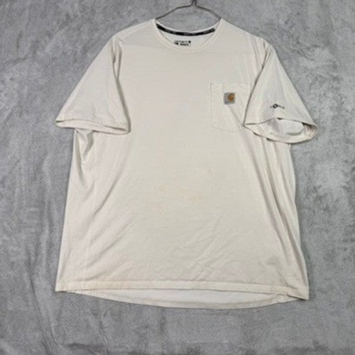 Carhartt Force Relaxed Fit T Shirt Mens 2XL Beige Short Sleeve Pocket Tee