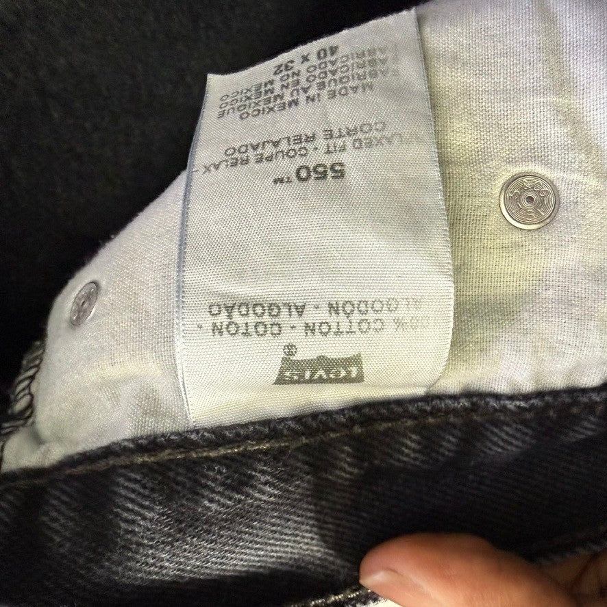 Levi's 550 Mens Black Relaxed Fit Straight Leg Jeans Size 40x32