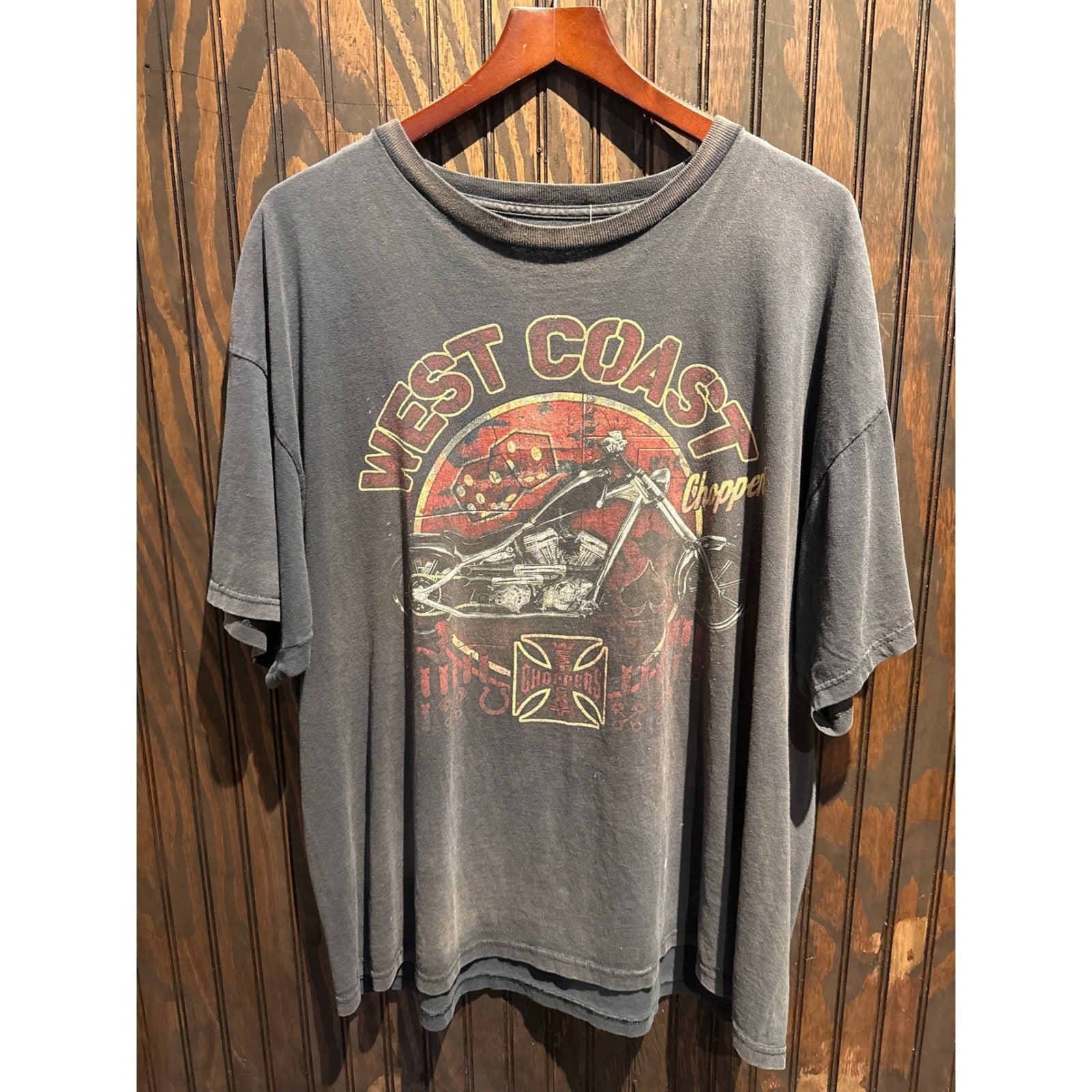 West Coast Choppers Vintage Graphic T-Shirt Faded Black Biker Tee Mens XL 24x31