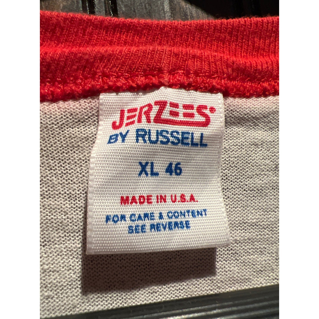 Vintage Jerzees Russell 86th Division Blackhawks Ringer T-Shirt XL White Red USA