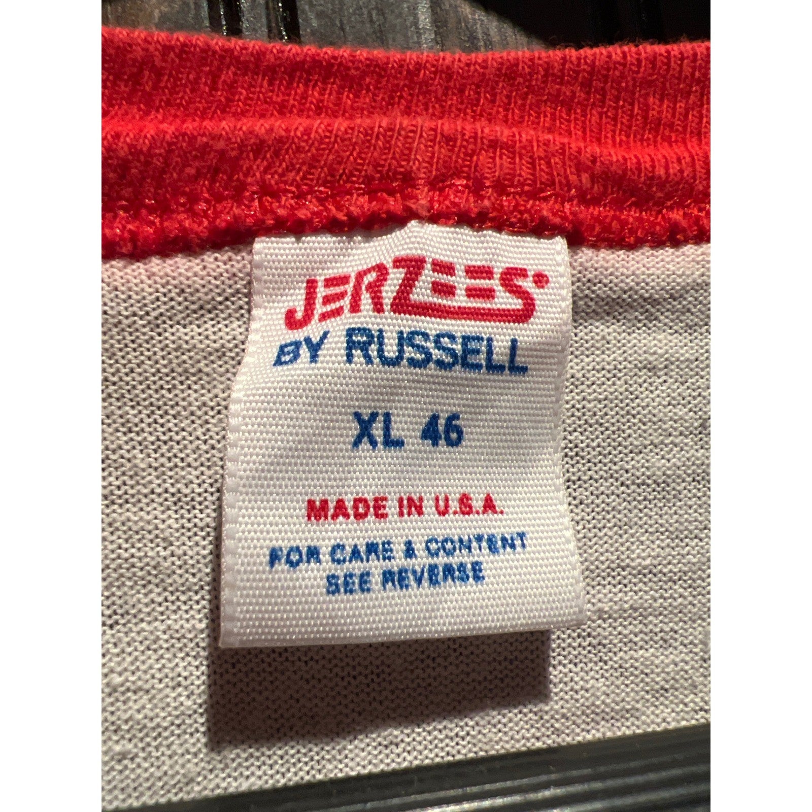 Vintage Jerzees Russell 86th Division Blackhawks Ringer T-Shirt XL White Red USA