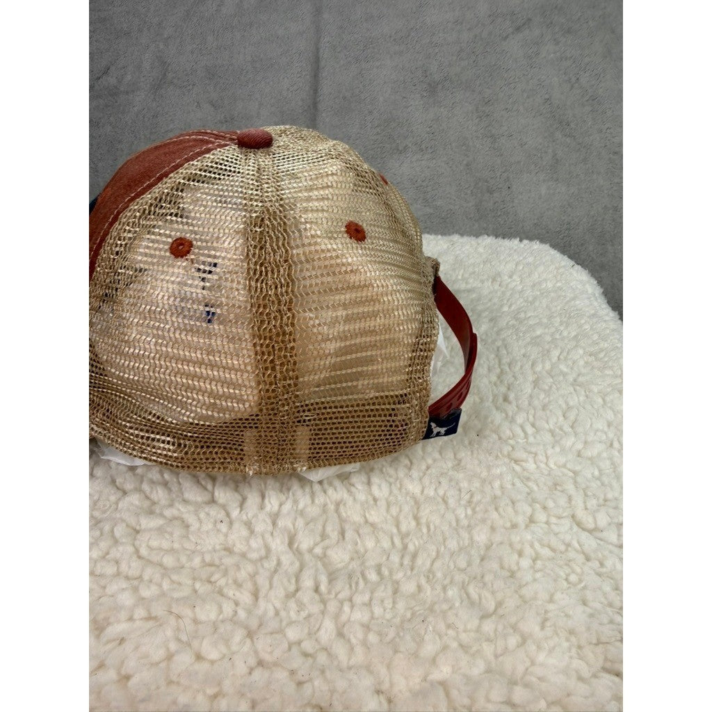 Southern Fried Cotton Trucker Hat Red Tan Mesh American Flag Patch Snapback