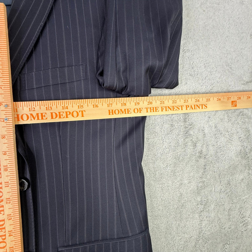 Z Zegna Mens Pinstripe Blazer Navy Blue Wool 2-Button Suit Jacket 50R 280CG4