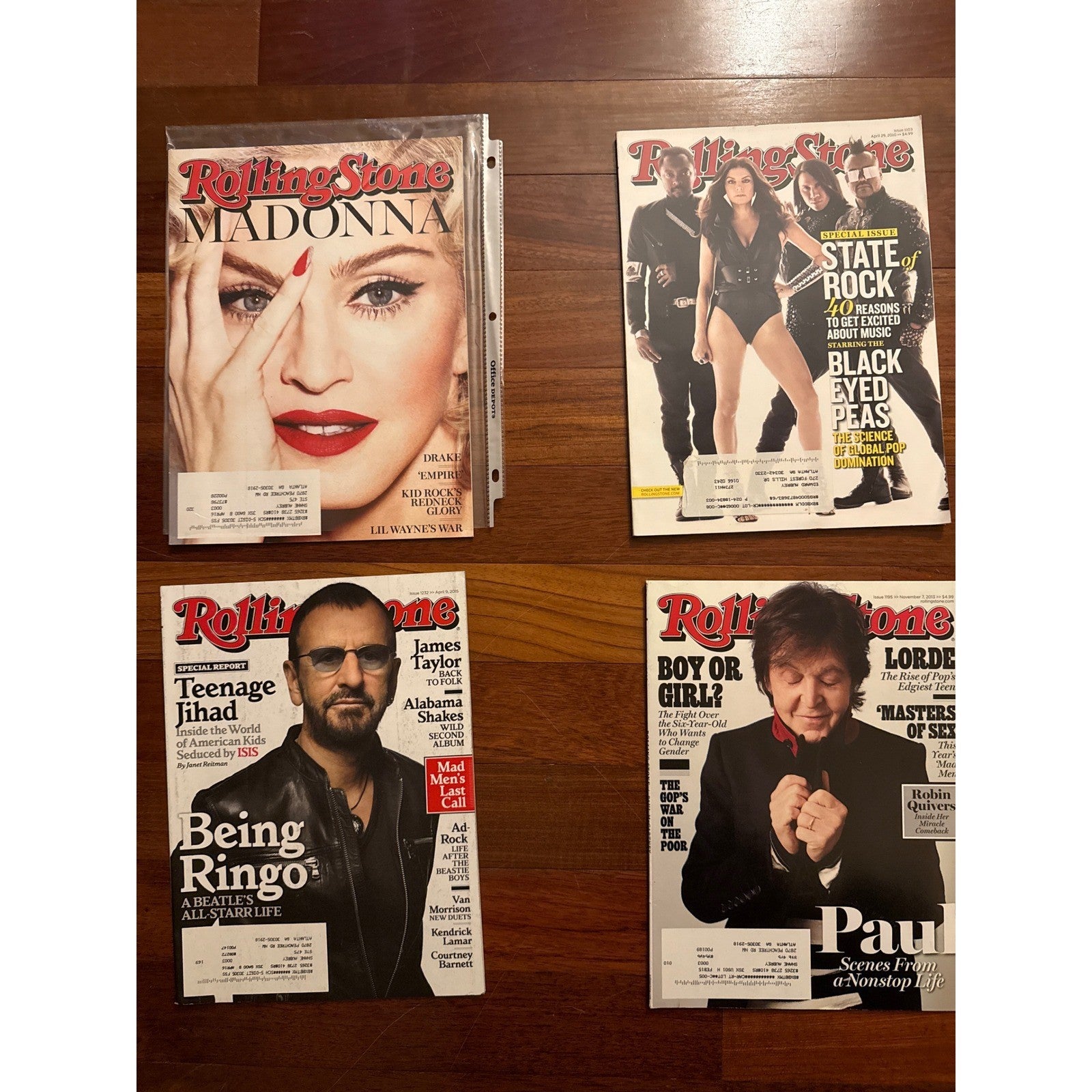 Rolling Stone Magazine Lot 4 Madonna Black Eyed Peas Ringo Starr Paul McCartney