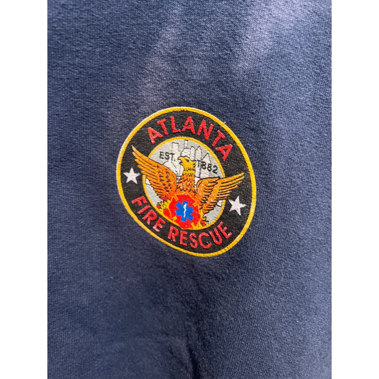 Vintage Russell Athletic Atlanta Fire Rescue Sweatshirt Navy Sun Faded 30x30