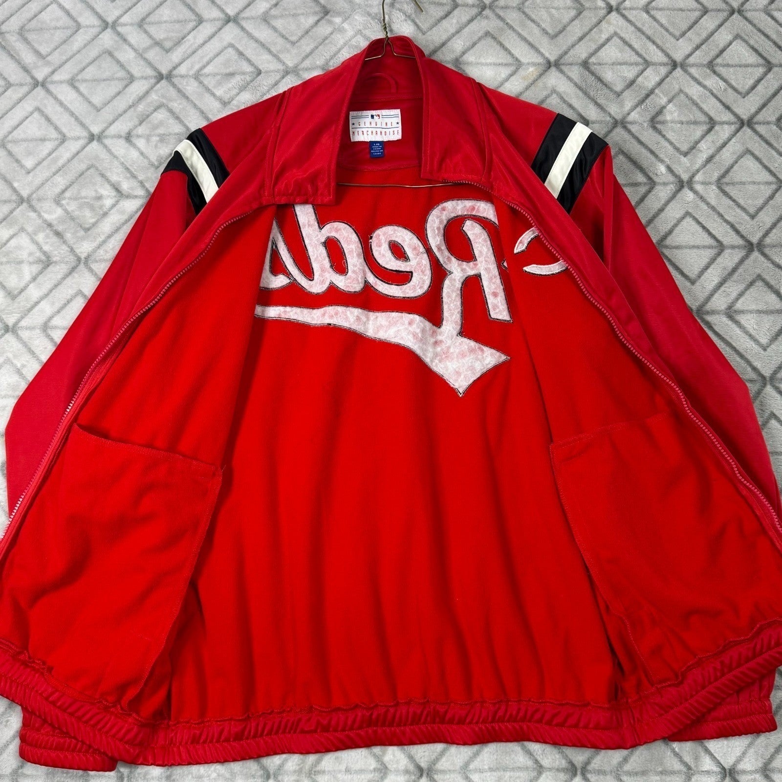 Cincinnati Reds MLB Genuine Merchandise Track Jacket Red Full Zip Men's L Vintag