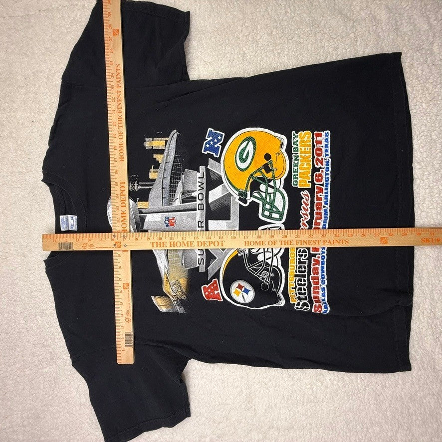 Super Bowl XLV Steelers vs Packers T Shirt Mens 2XL Black Yazbek NFL Football