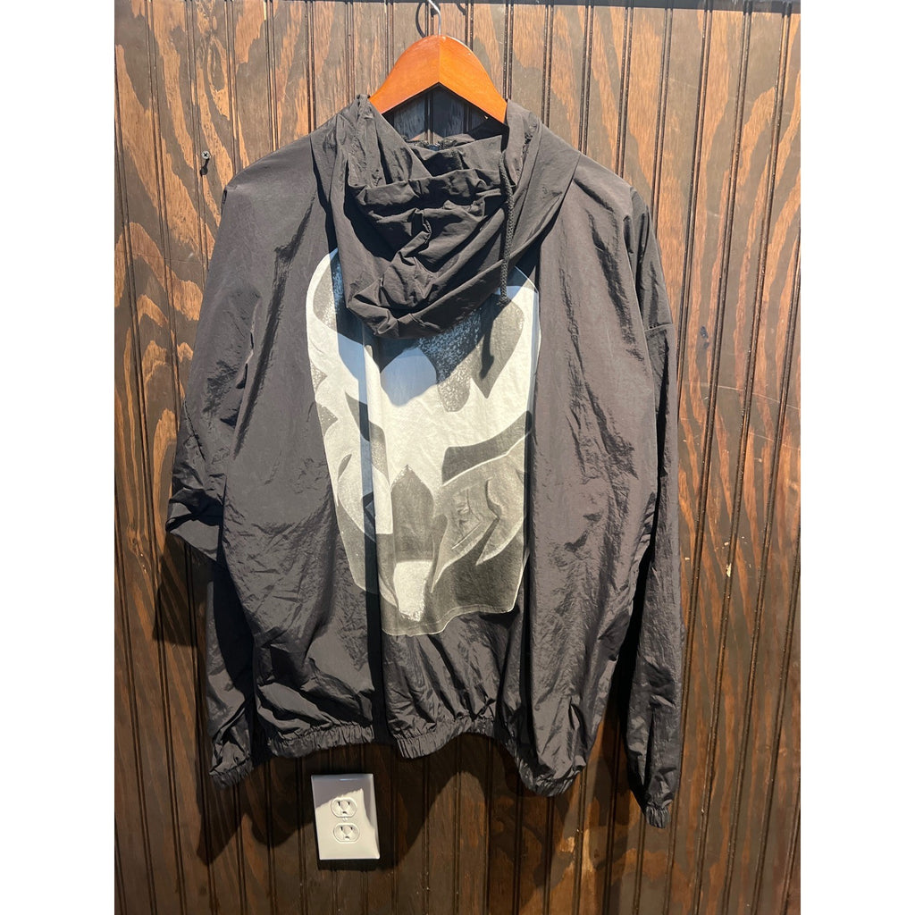 Black Full Zip Star Graphic Hooded Windbreaker Jacket Streetwear Lightweight
