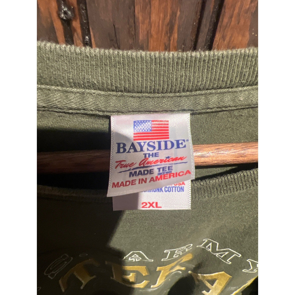 Vintage US Army Veteran T Shirt Mens XL Olive Green Graphic Made in USA 90s Tee