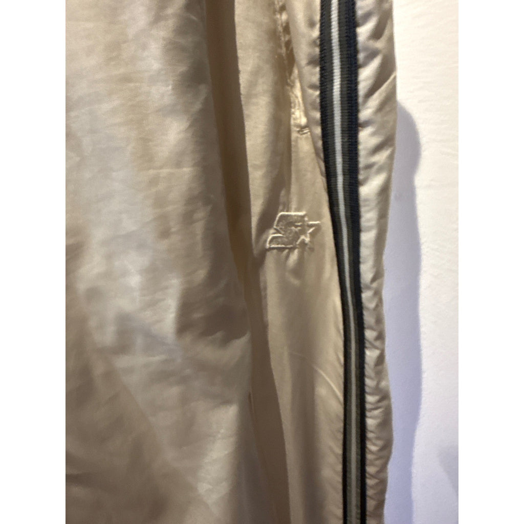 Vintage Starter White Nylon Track Pants Mens Side Zip Racing Stripe Joggers 90s