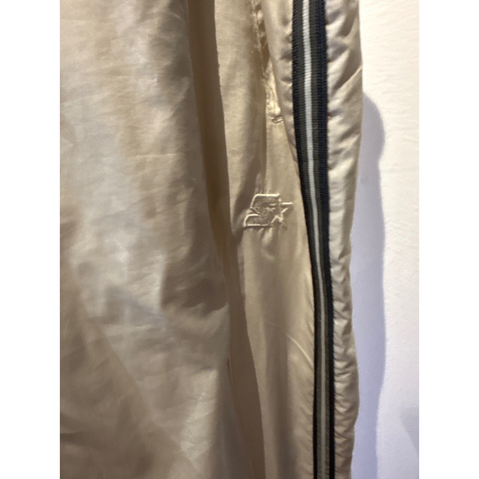 Vintage Starter White Nylon Track Pants Mens Side Zip Racing Stripe Joggers 90s
