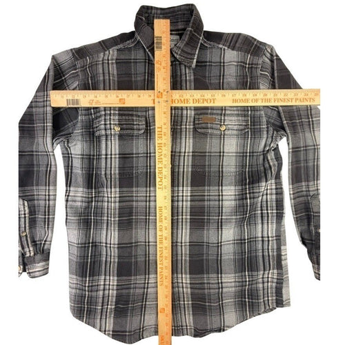 Carhartt Plaid Flannel Long Sleeve Button Up Shirt Men's Size Medium Gray