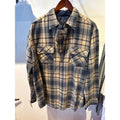 Vintage JCPenney The Mens Shop Flannel Shirt Blue Tan Plaid Acrylic Lined 26x31