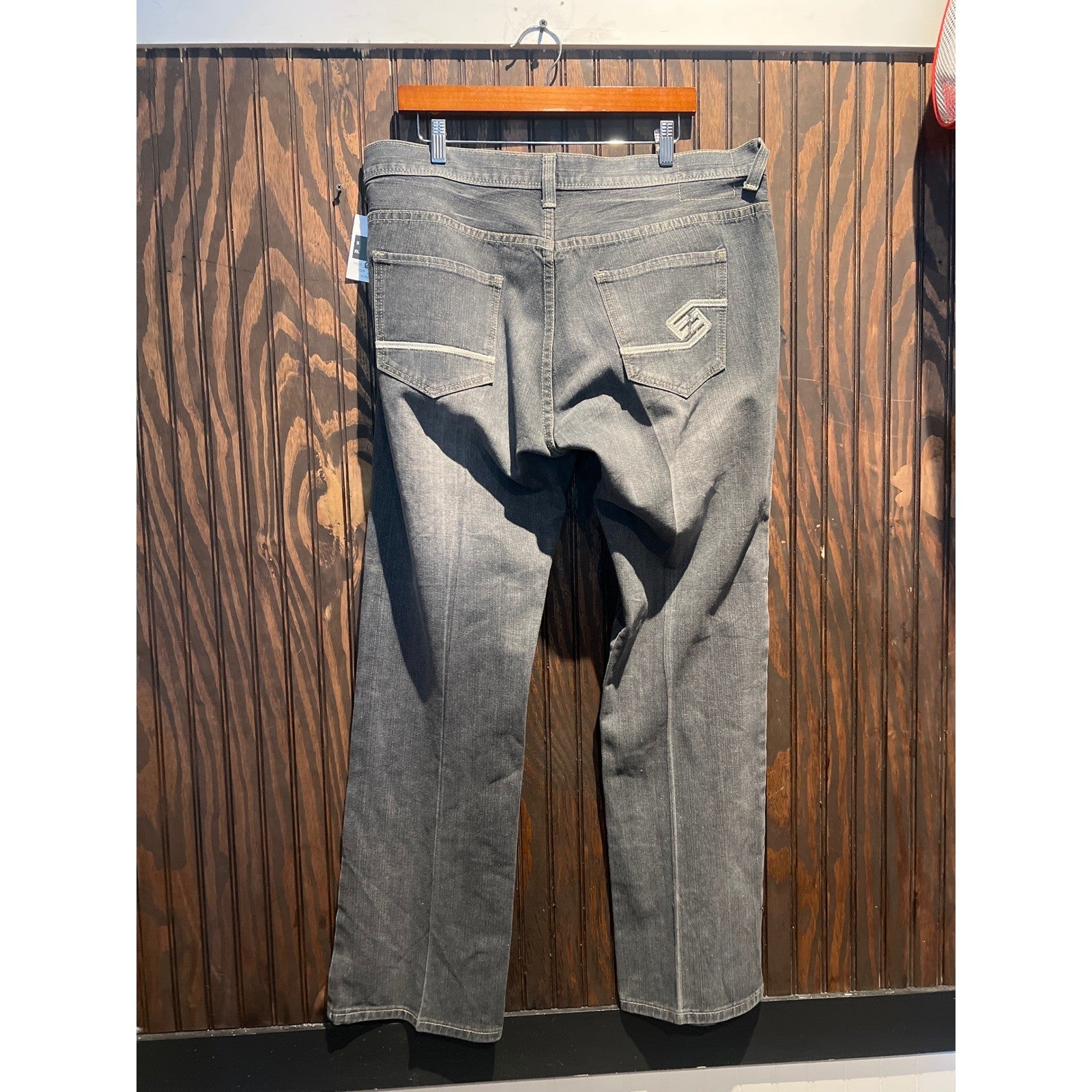 Enyce Mens Gray Denim Jeans Straight Leg Streetwear Faded Wash 38x32