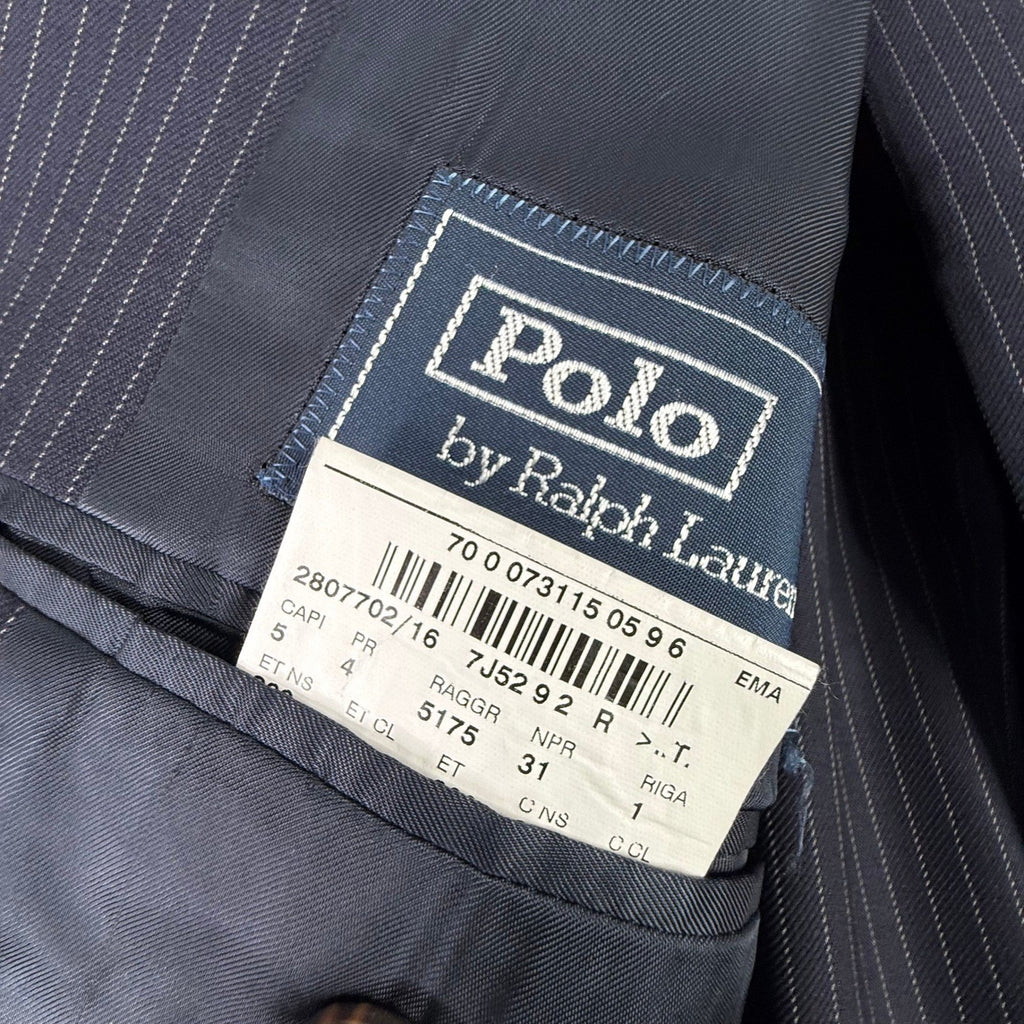 Polo Ralph Lauren Navy Blue Pinstripe Blazer Made in Italy Mens Two Button