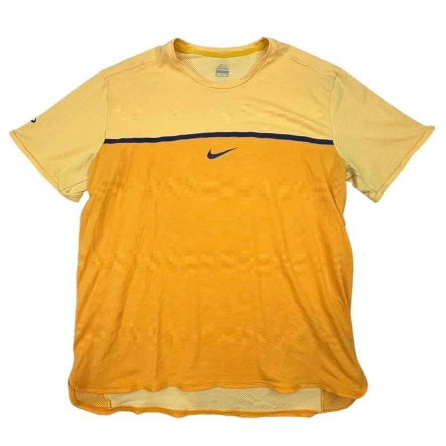 Nike Men's Dri-FIT Athletic T-Shirt Orange Blue Short Sleeve Performance Top
