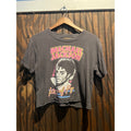 Michael Jackson King of Pop Graphic Cropped T-Shirt Charcoal Gray Raw Hem 19x18