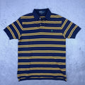 Polo Ralph Lauren Men's Navy Yellow Striped Short Sleeve Polo Shirt Size Medium