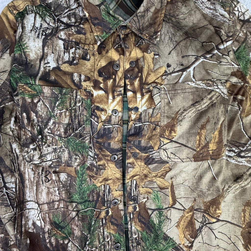 Mens Realtree Camouflage Button Down Shirt Long Sleeve Flannel Lined Size Large