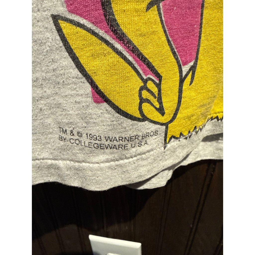 Vintage 90s Looney Tunes Tweety Bird Graphic T-Shirt Gray Boxy Cropped XL 26x24