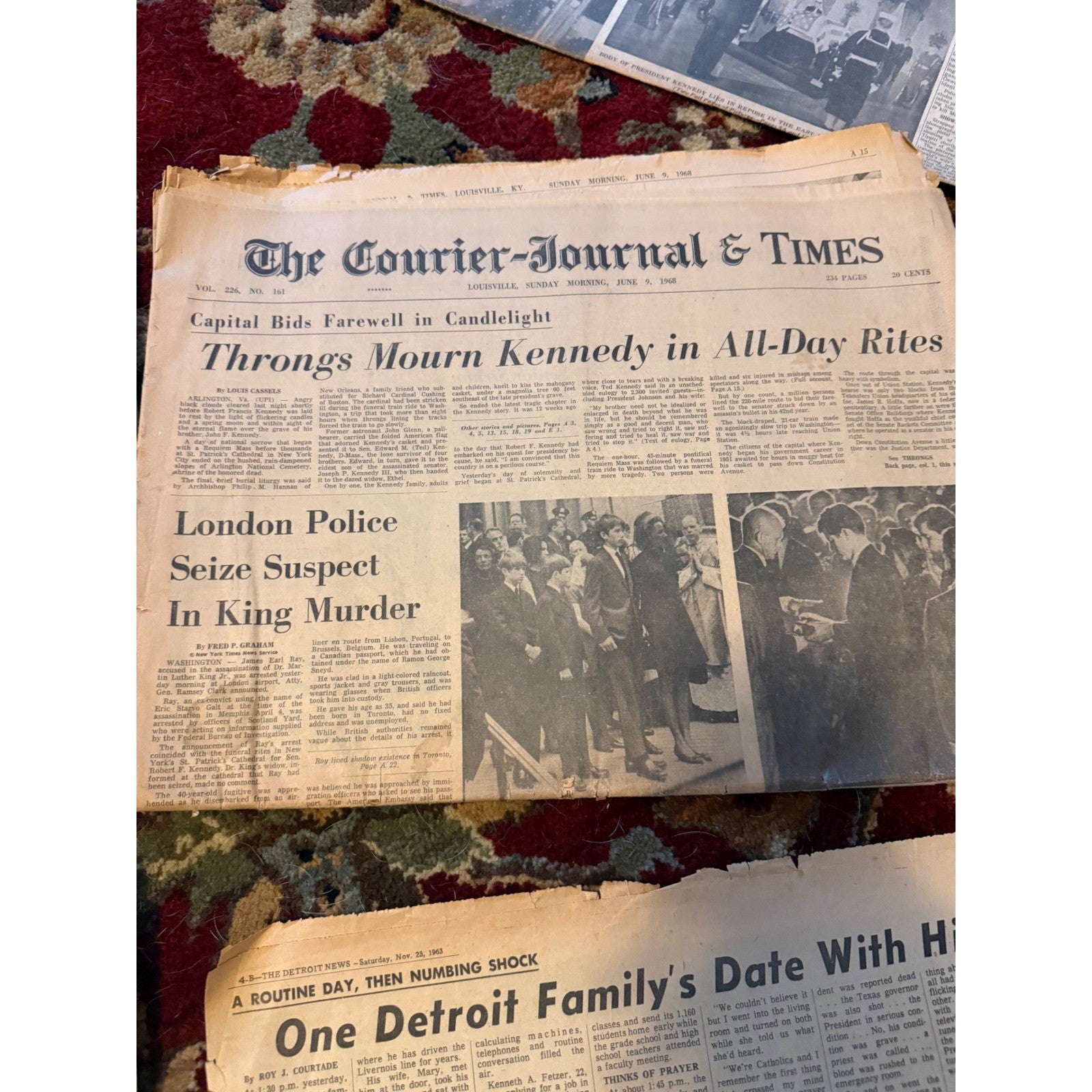 Vintage 1968 Courier-Journal Newspaper RFK Funeral James Earl Ray Arrest June 9