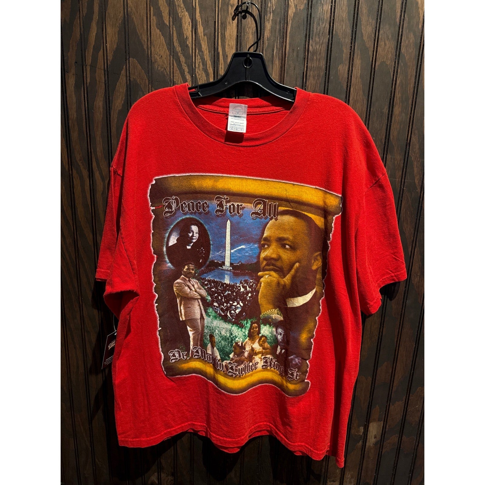 Vintage Delta Pro Weight MLK Peace For All Living The Dream Red T-Shirt XL Mens