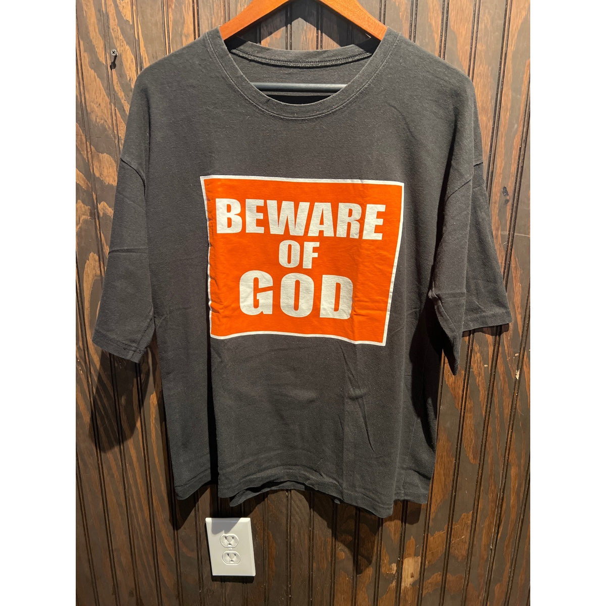 Beware Of God Graphic T-Shirt Oversized Faded Black Streetwear Tee 24x27