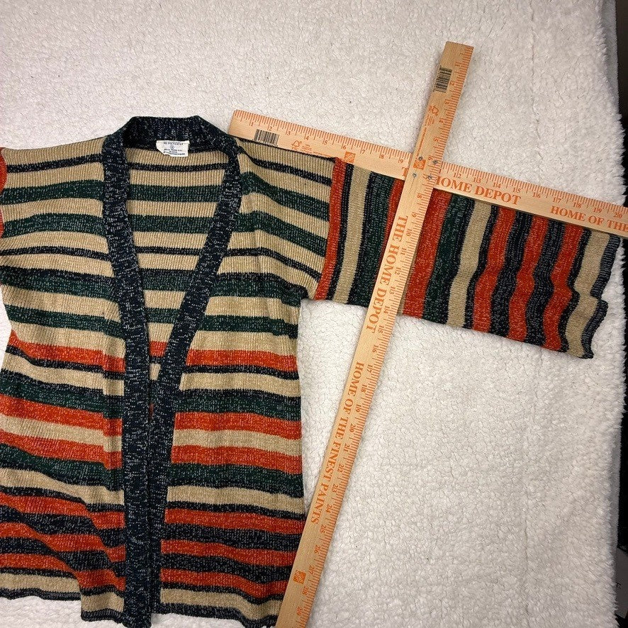 Womens Striped Knit Cardigan Sweater Jacket Open Front Long Sleeve Size S