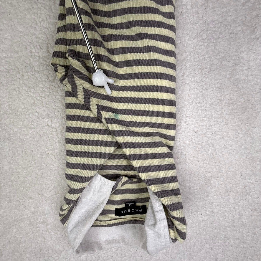PacSun Mens Striped Rugby Shirt Long Sleeve Collar Button M