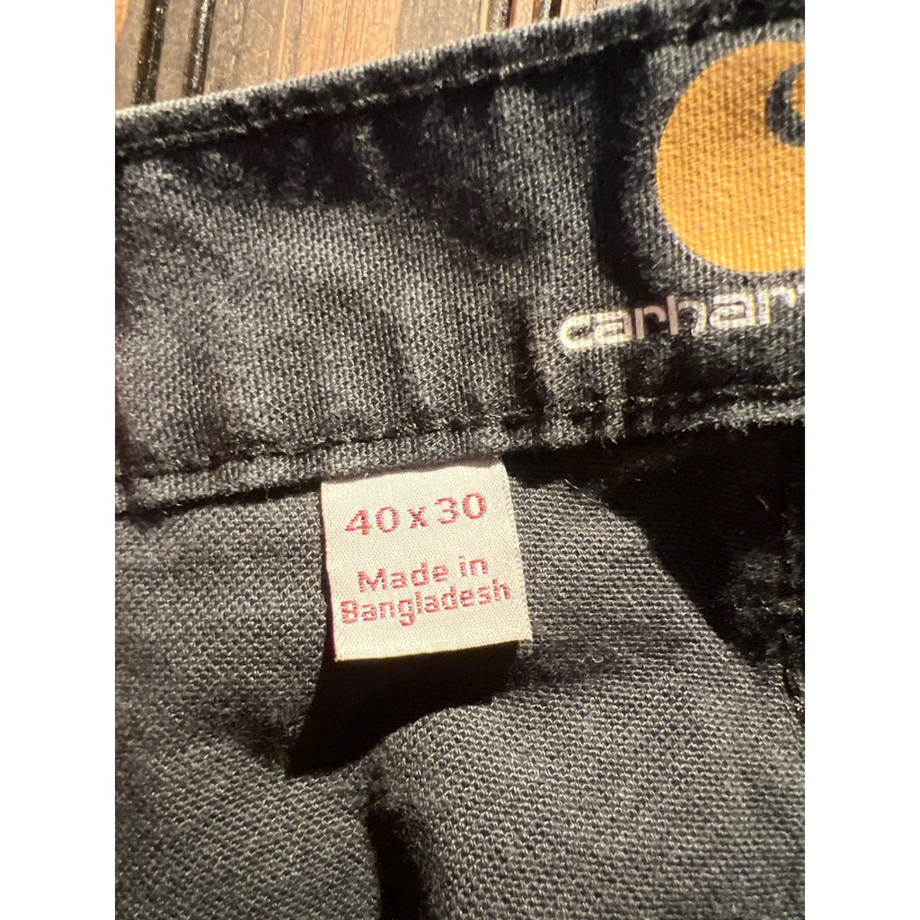 Carhartt Quilt Lined Work Pants Mens 40x30 Black Duck Canvas Workwear Carpenter