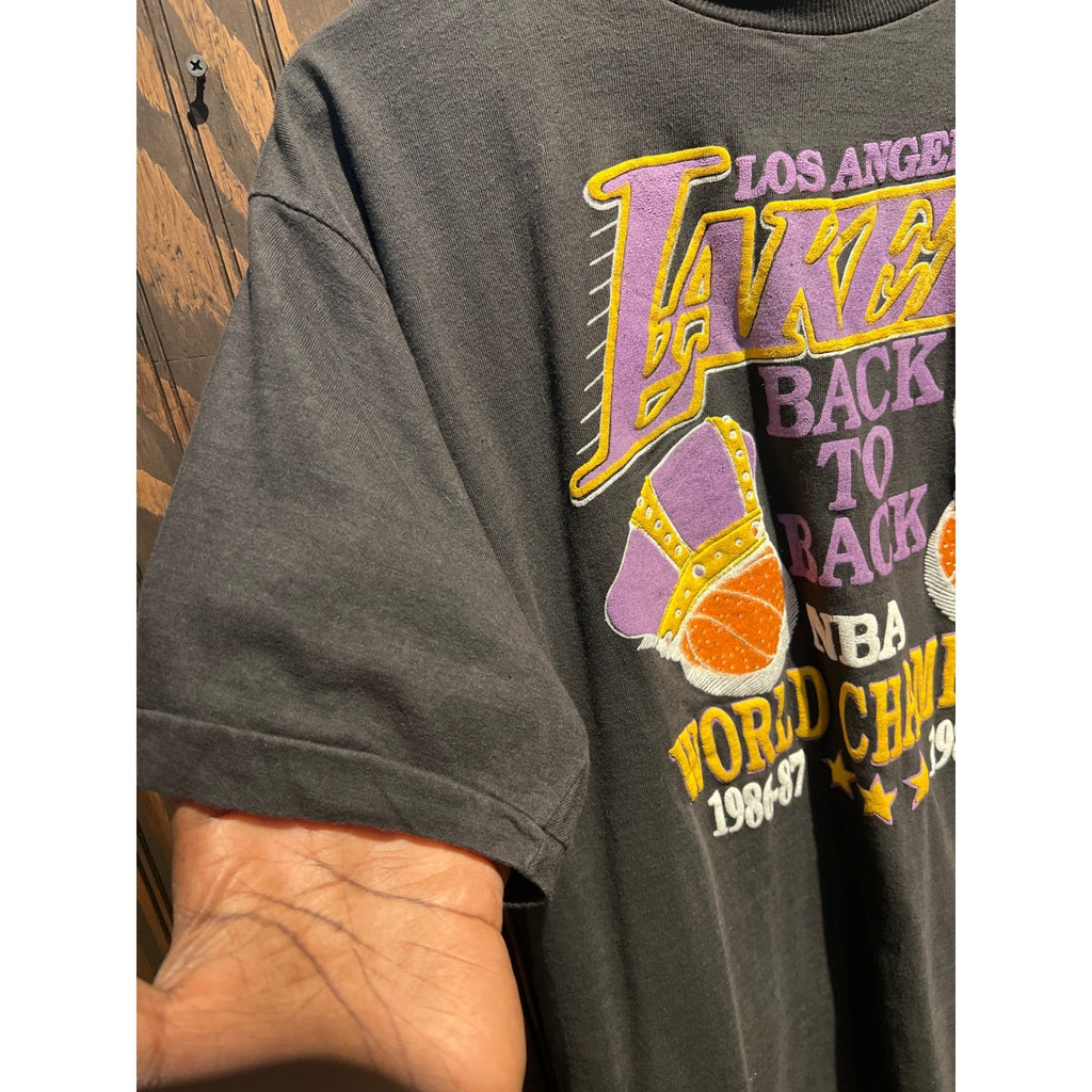 Vintage Los Angeles Lakers Back to Back NBA World Champions 1987-88 Shirt Black