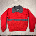 Woolrich Mens Red Grey Striped Zip Up Jacket Size Medium Windbreaker