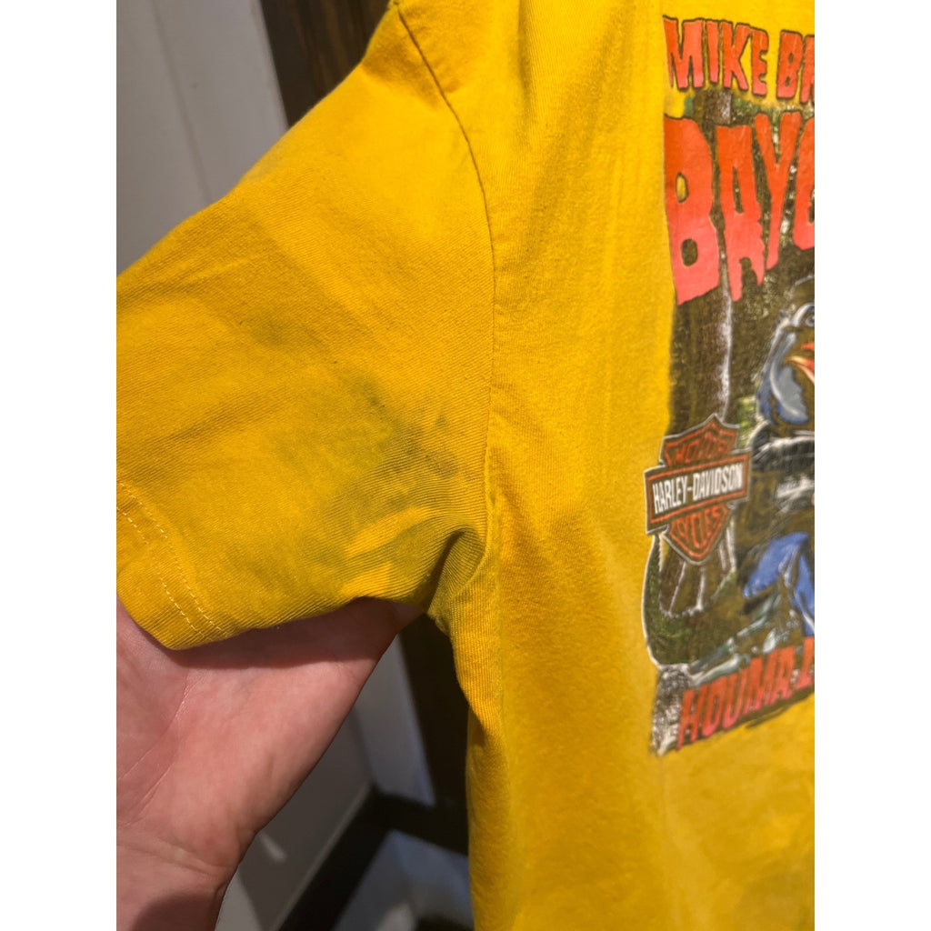 Harley-Davidson Mens Yellow Graphic T-Shirt Ride With Pride Biker Tee 2XL 29x24