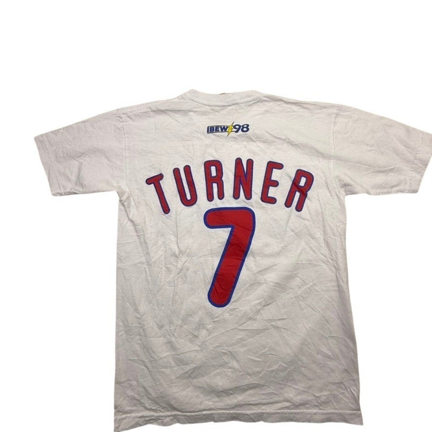Bayside Phillies Baseball Player Graphic T Shirt Sm White 100% Preshrunk Cotton