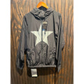Black Full Zip Star Graphic Hooded Windbreaker Jacket Streetwear Lightweight