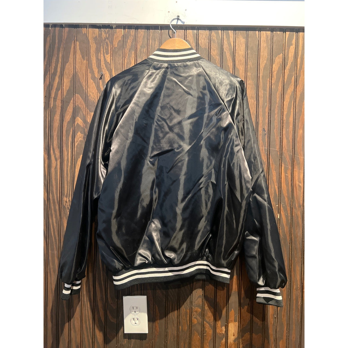 Vintage Cardinal Black Satin Bomber Jacket Alabama Laborers District Council XL