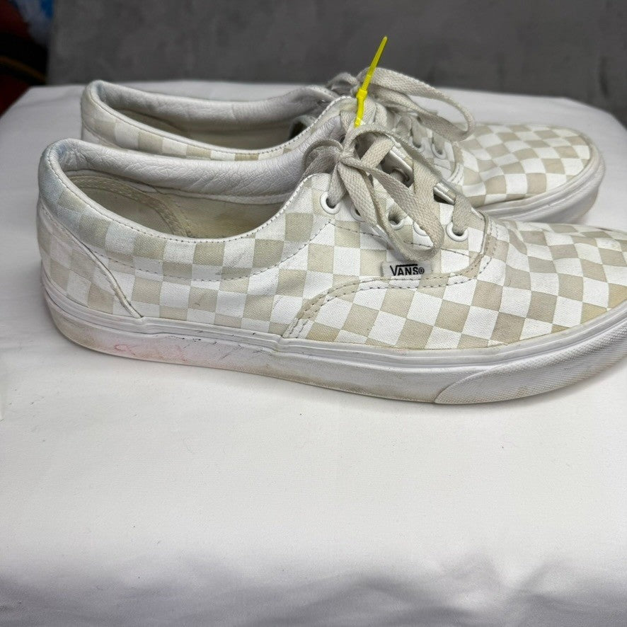 Vans Era Checkerboard Low Top Sneakers White Tan Casual Skate Shoes