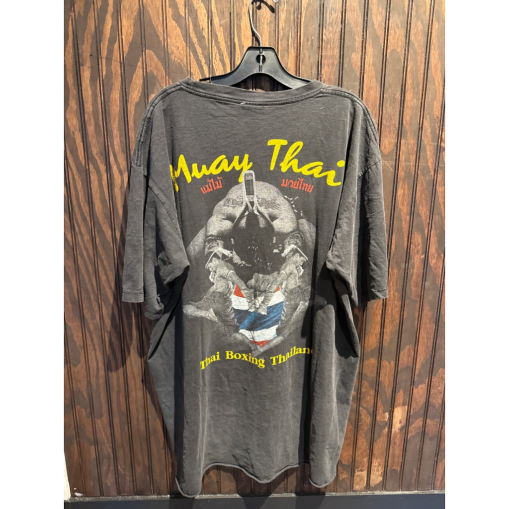 Vintage Muay Thai Boxing T Shirt XXL Heavy Metal Thai Boxing Thailand Faded Blac