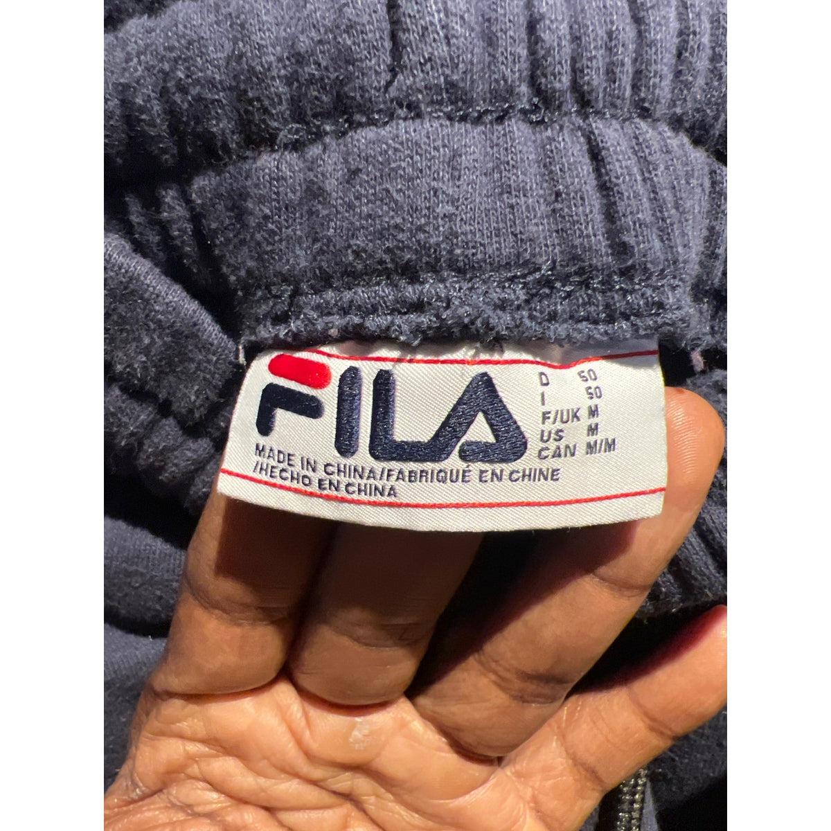 Fila Mens Fleece Shorts Navy White Red Colorblock Drawstring Logo Size Medium