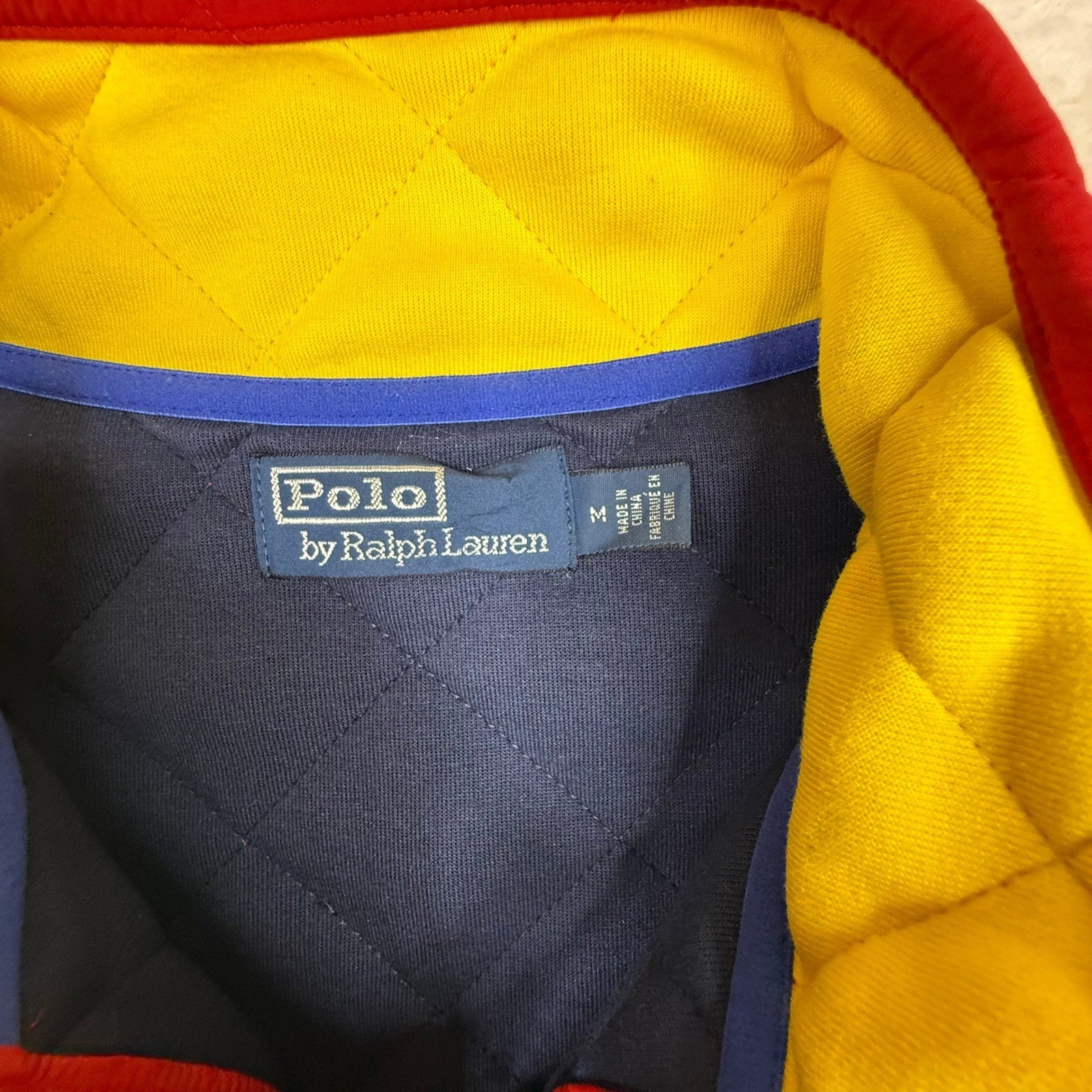 Polo Ralph Lauren Quilted Colorblock Quarter Zip Sweatshirt Rafting Club Mens M