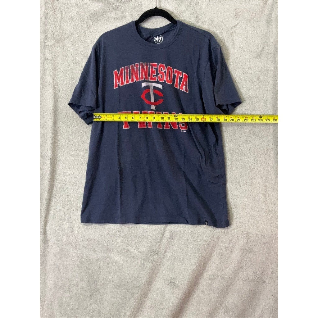 Minnesota Twins T Shirt Navy Blue Short Sleeve Baseball MLB 47 Brand Mens Large