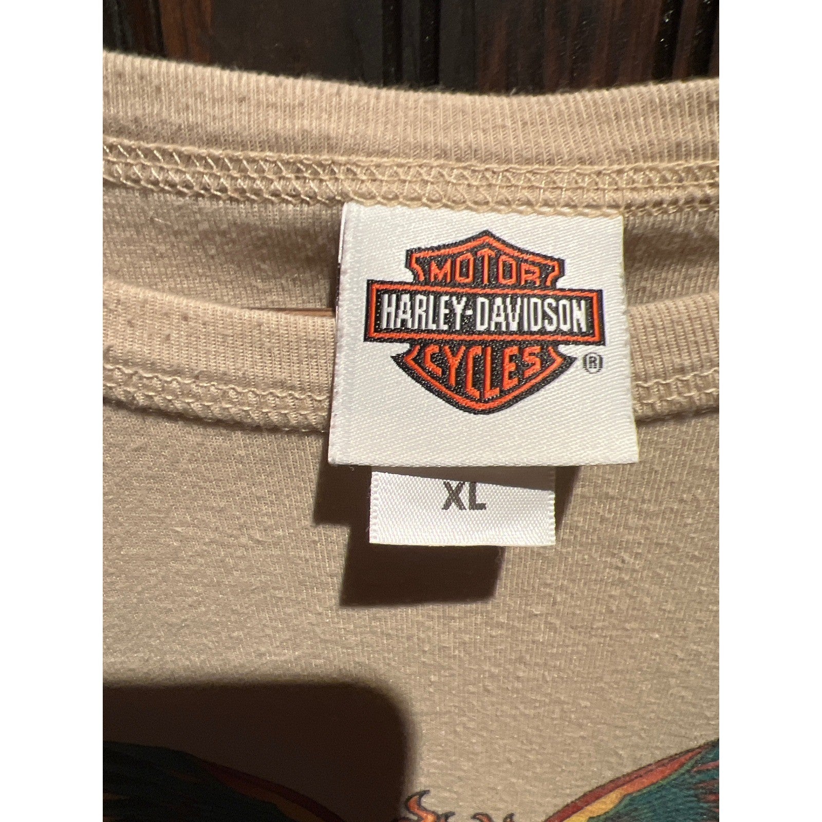 Harley-Davidson Womens Cream Mesh Tattoo Sleeve Winged Heart Graphic Tee L