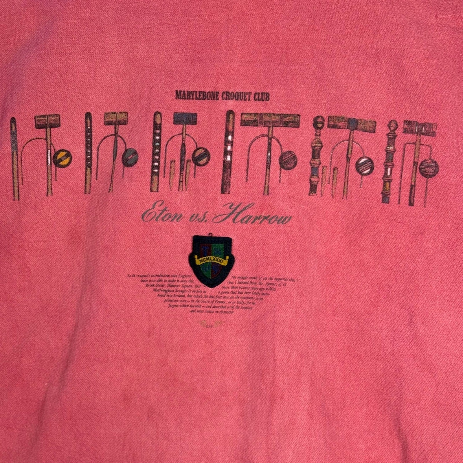 Express Pink Eton vs Harrow Croquet Club Graphic Sweatshirt Mens Medium Cotton